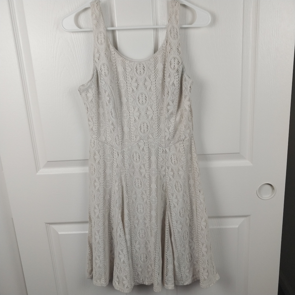 Maurices Women's Small Cream Floral Crochet Tank Top Dress